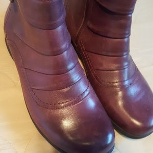 Clark's Cranberry Leather Ankle Boots